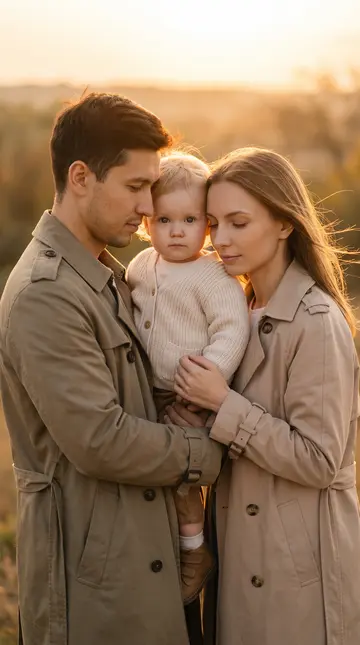 Семья на закате — семейная AI-фотосессия