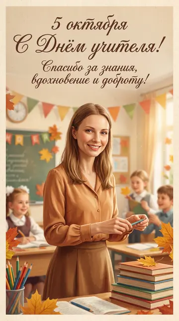 Советская открытка ко Дню учителя — образ для подарка ко Дню учителя
