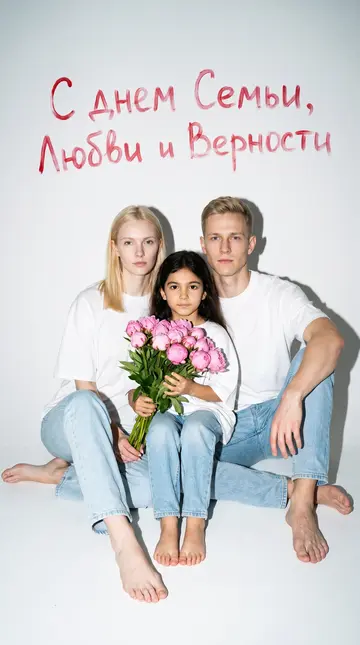 Семейный портрет с пионами — семейная AI-фотосессия